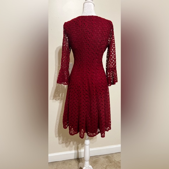 Rabbit Rabbit Rabbit Red Lace Dress 
Midi Length 3/4 Sleeves - Picture 5 of 6